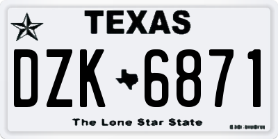 TX license plate DZK6871