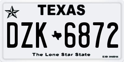 TX license plate DZK6872