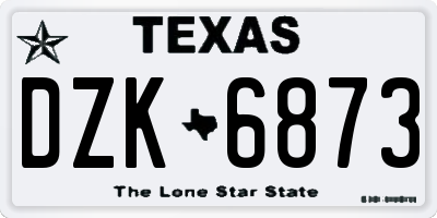 TX license plate DZK6873