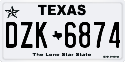 TX license plate DZK6874