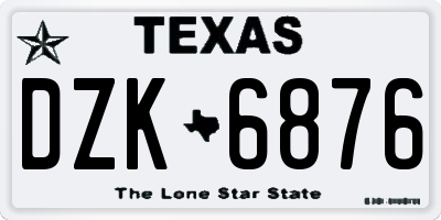TX license plate DZK6876