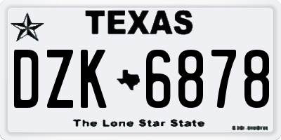 TX license plate DZK6878