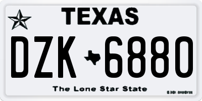 TX license plate DZK6880
