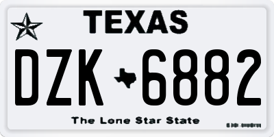 TX license plate DZK6882