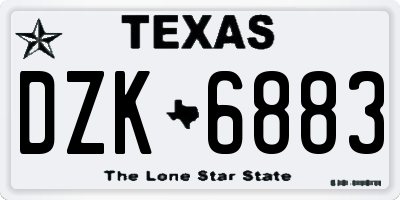 TX license plate DZK6883