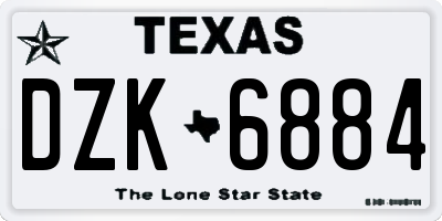 TX license plate DZK6884