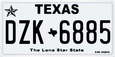 TX license plate DZK6885
