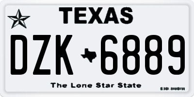 TX license plate DZK6889