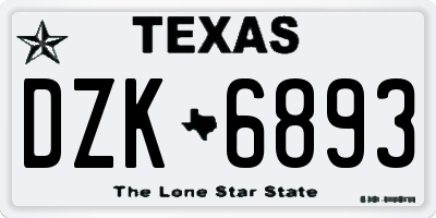 TX license plate DZK6893