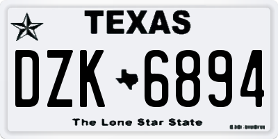 TX license plate DZK6894