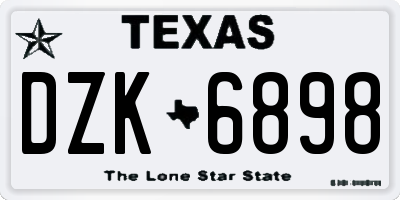 TX license plate DZK6898