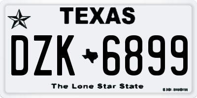 TX license plate DZK6899
