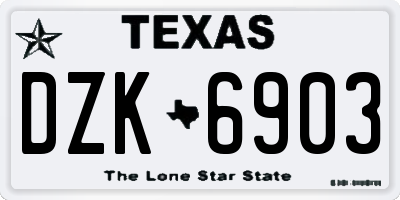 TX license plate DZK6903