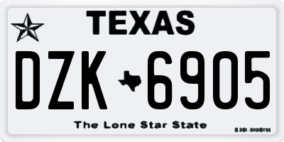 TX license plate DZK6905