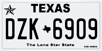 TX license plate DZK6909