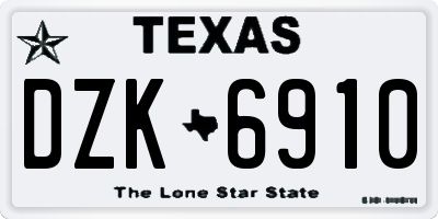 TX license plate DZK6910