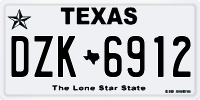 TX license plate DZK6912