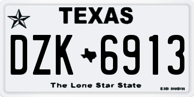 TX license plate DZK6913