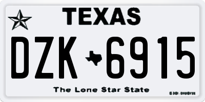TX license plate DZK6915