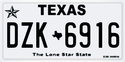 TX license plate DZK6916