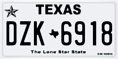 TX license plate DZK6918