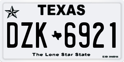 TX license plate DZK6921