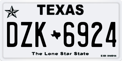 TX license plate DZK6924