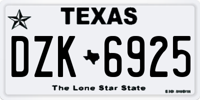 TX license plate DZK6925