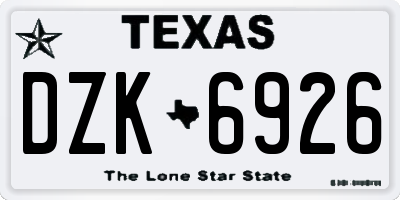 TX license plate DZK6926