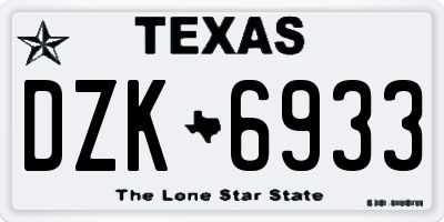 TX license plate DZK6933