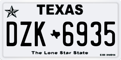 TX license plate DZK6935