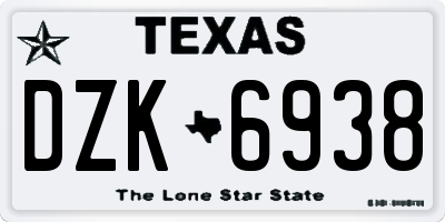 TX license plate DZK6938