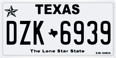 TX license plate DZK6939