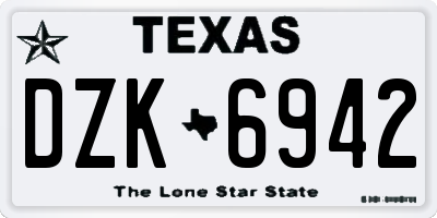TX license plate DZK6942