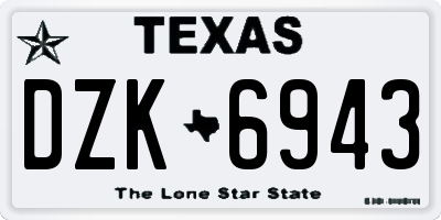 TX license plate DZK6943