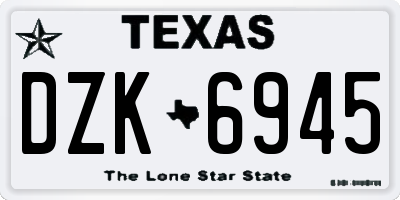 TX license plate DZK6945