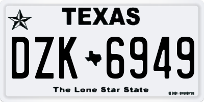 TX license plate DZK6949