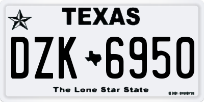 TX license plate DZK6950