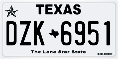 TX license plate DZK6951