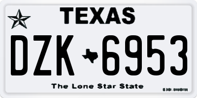 TX license plate DZK6953