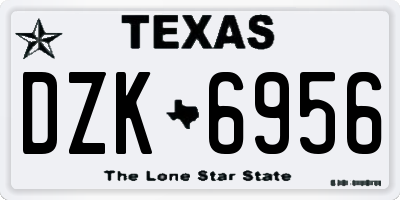 TX license plate DZK6956
