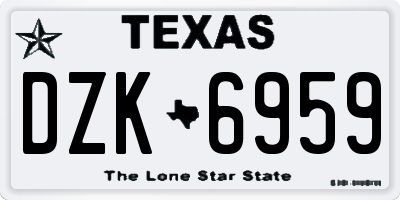 TX license plate DZK6959