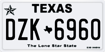 TX license plate DZK6960