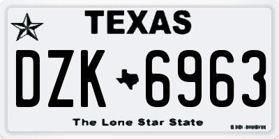 TX license plate DZK6963