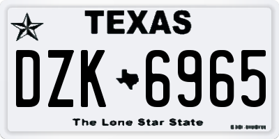 TX license plate DZK6965