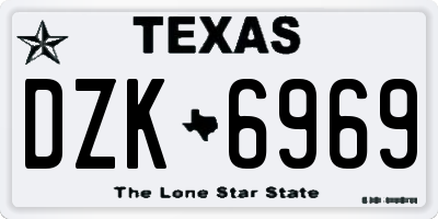 TX license plate DZK6969