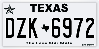 TX license plate DZK6972