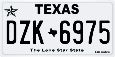 TX license plate DZK6975