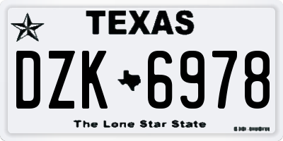 TX license plate DZK6978