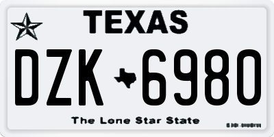 TX license plate DZK6980